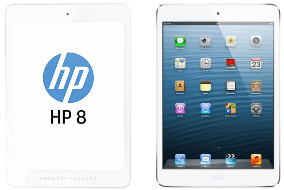 New HP 8, with iPad Mini (right)