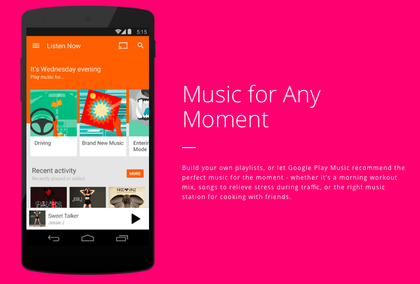 Google Play Music pink
