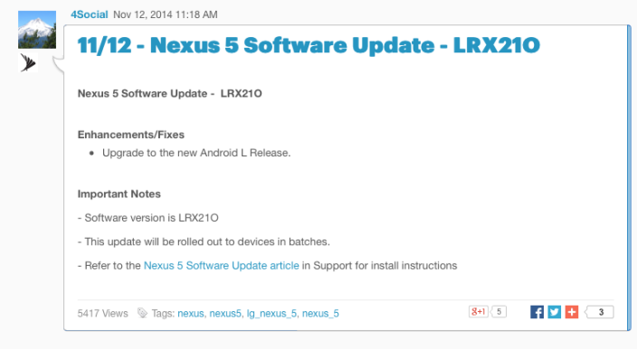 Sprint Community: 11:12 - Nexus 5 Software Update - LRX21O 2014-11-12 13-16-35