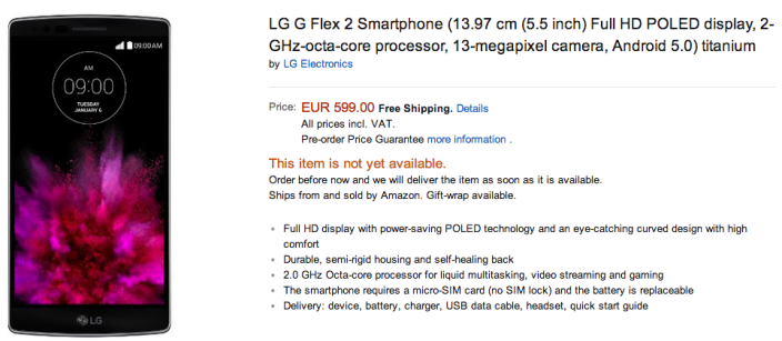LG G Flex 2 Amazon Price