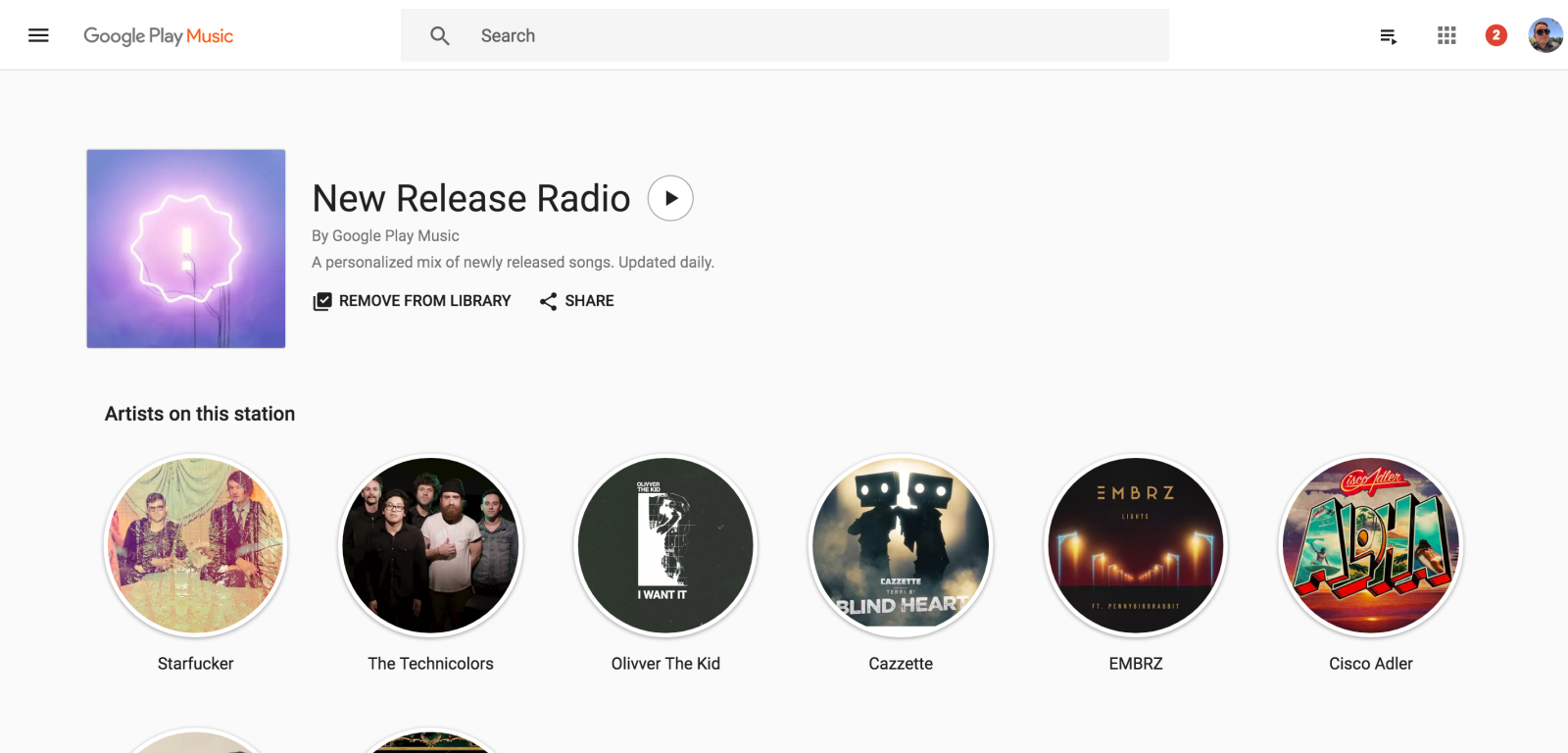 Google Play Music New Release Radio