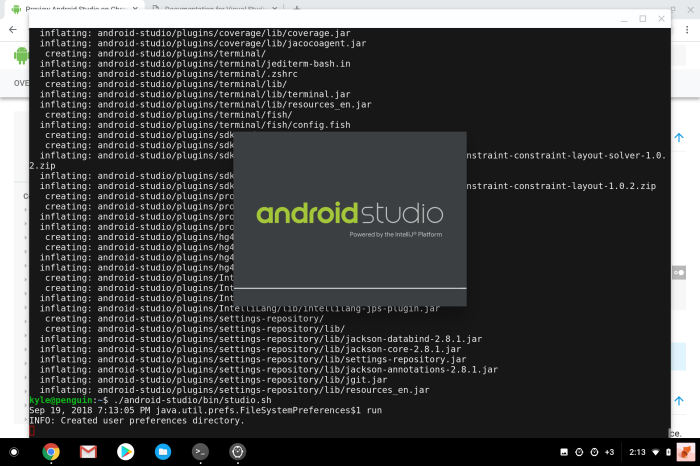 Chrome OS Terminal Android Studio