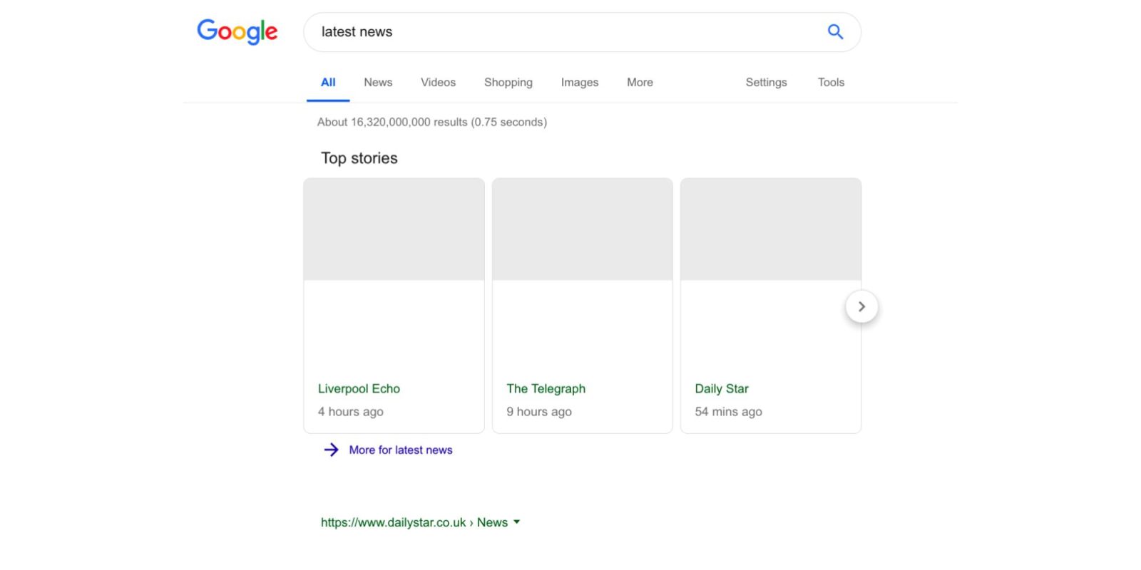 Google Search no news headlines Europe