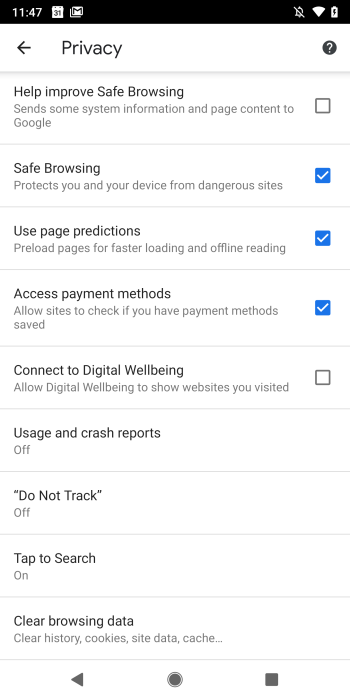 Android Q Chrome Digital Wellbeing Setting