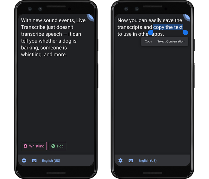 Android Live Transcribe update