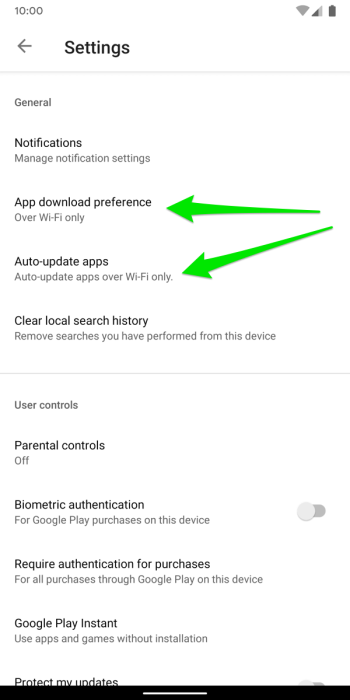 Google Play Store Android Data Saver menu