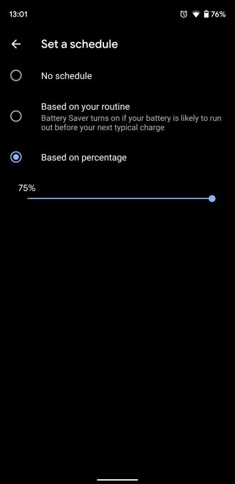 Auto Battery Saver mode Android Q
