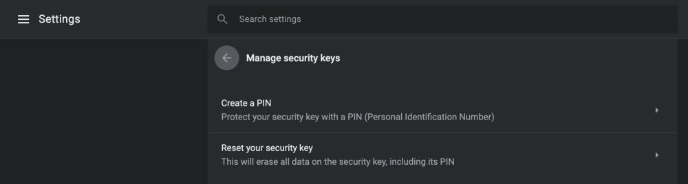 Chrome 75 security keys