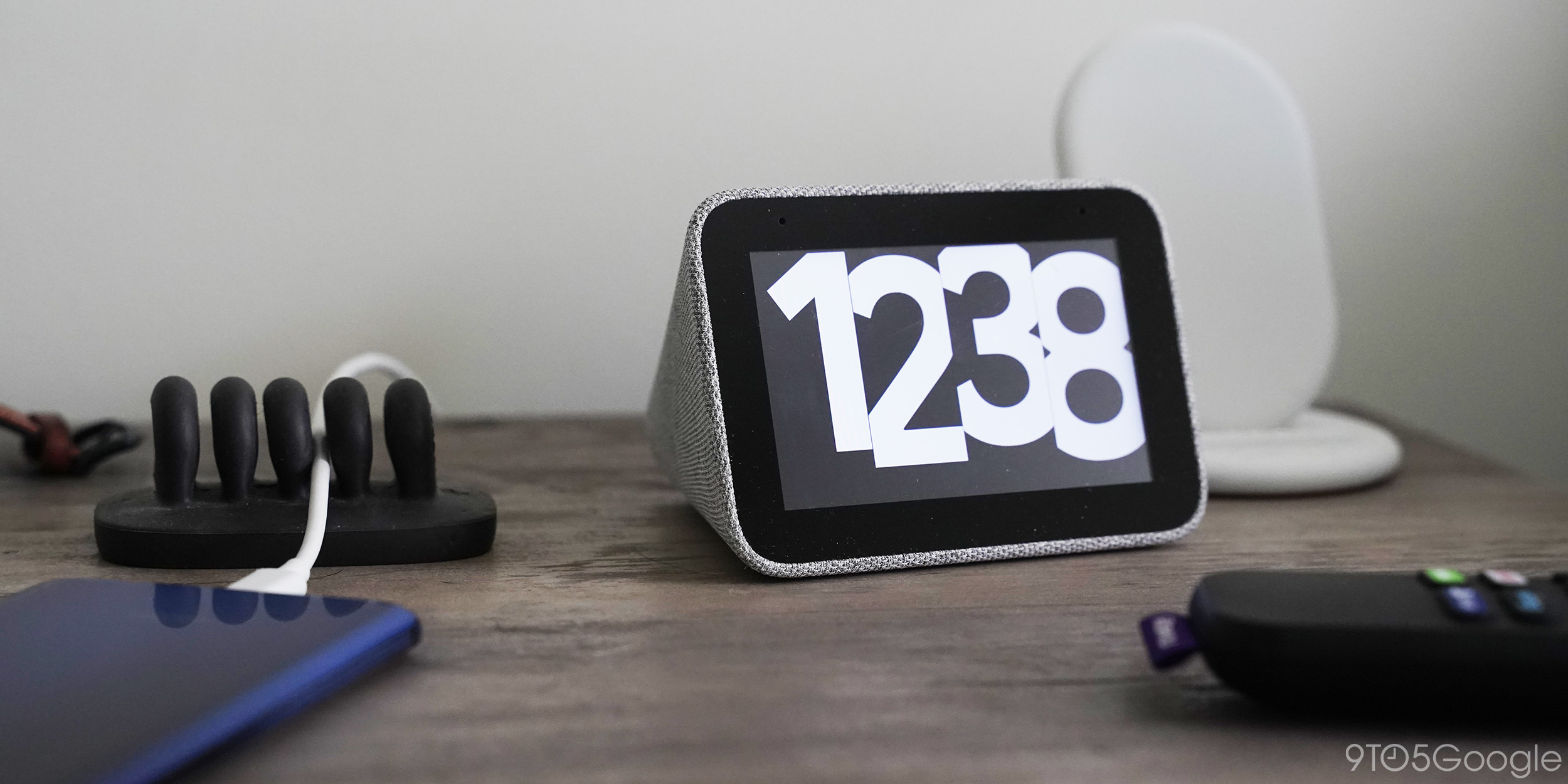lenovo smart clock google assistant display bedroom table
