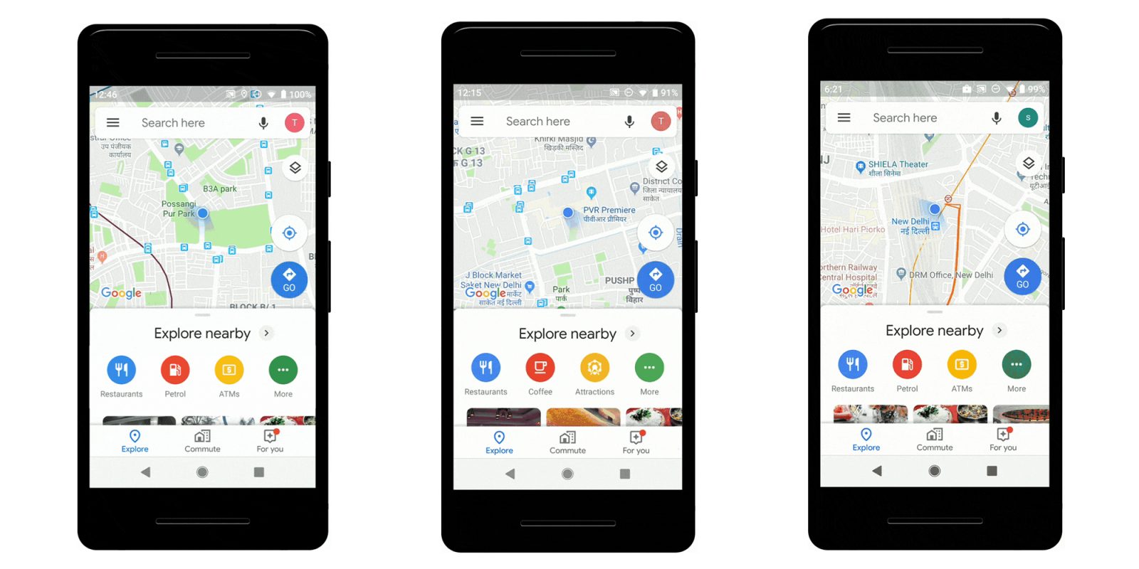 Google Maps live transport times in India