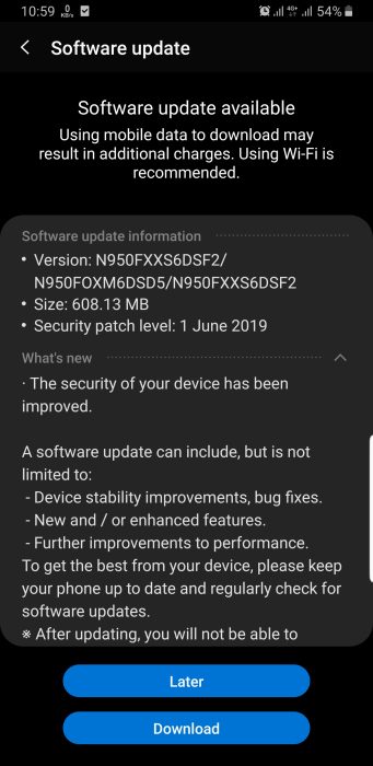Note 8 june 2019 patch