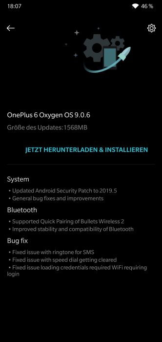 OnePlus 6 Oxygen OS 9.0.6