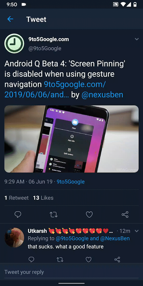 android q gestures fullscreen