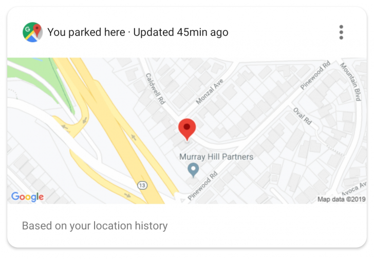 google assistant parking card