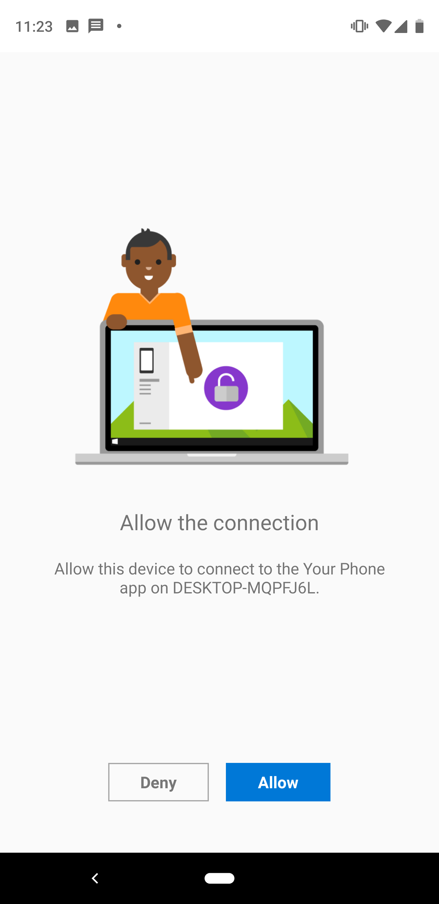android your phone allow windows 10 connection