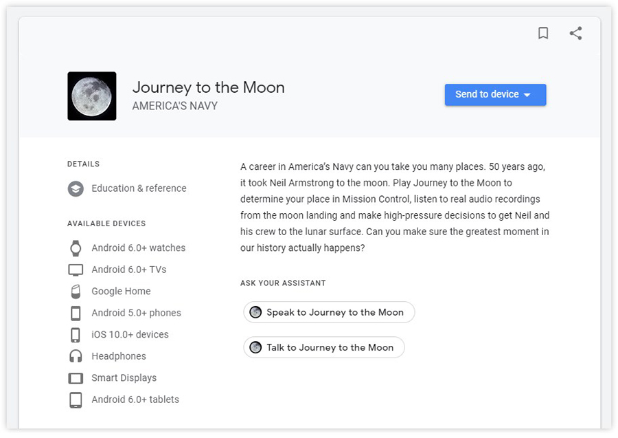 google assistant journey to the moon game