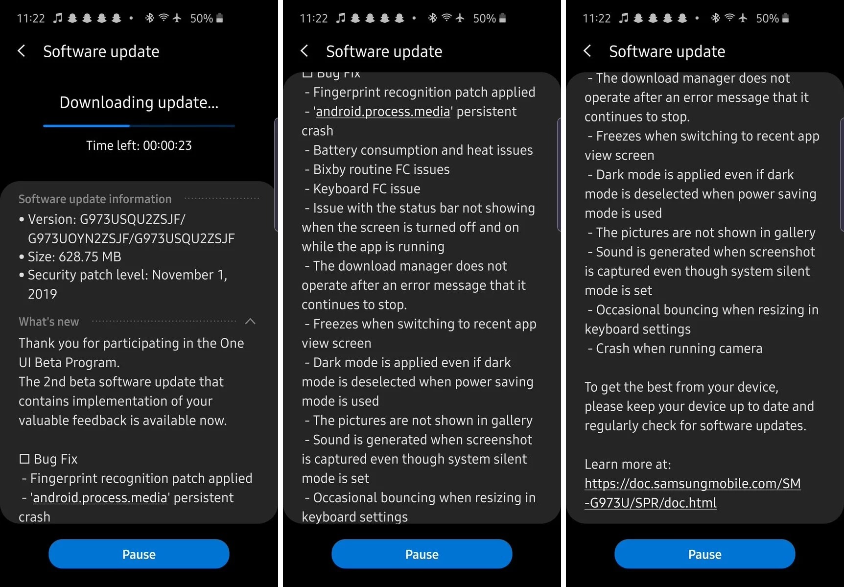 galaxy s10 note 10 android 10 beta update