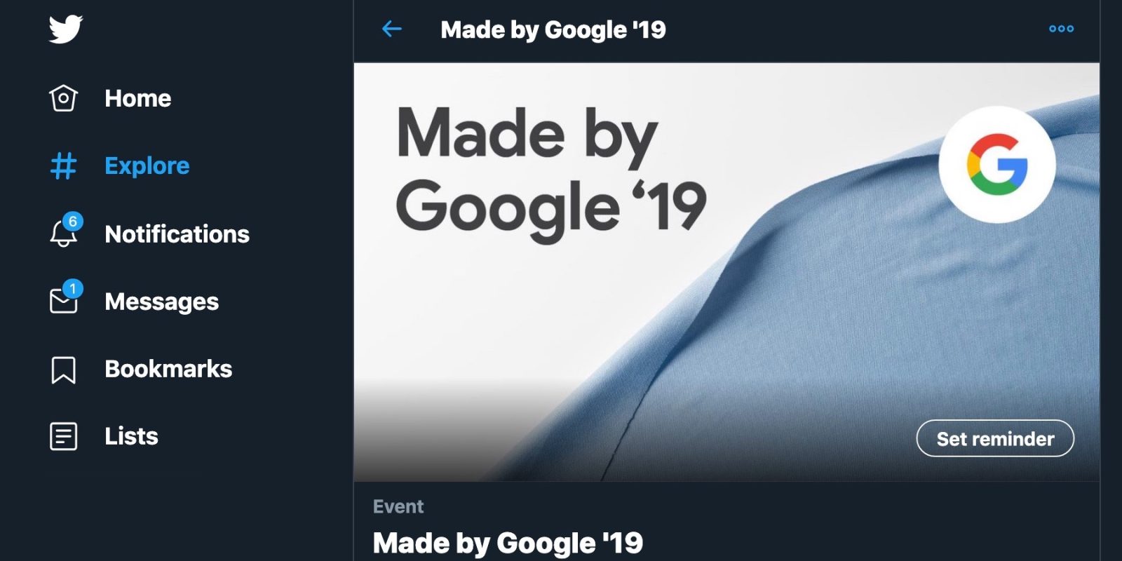 Made by Google Twitter stream