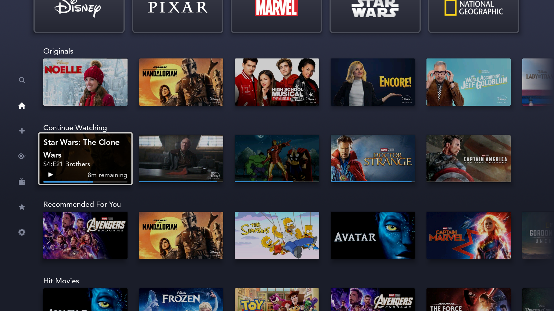 disney+ plus continue watching feature homescreen android tv
