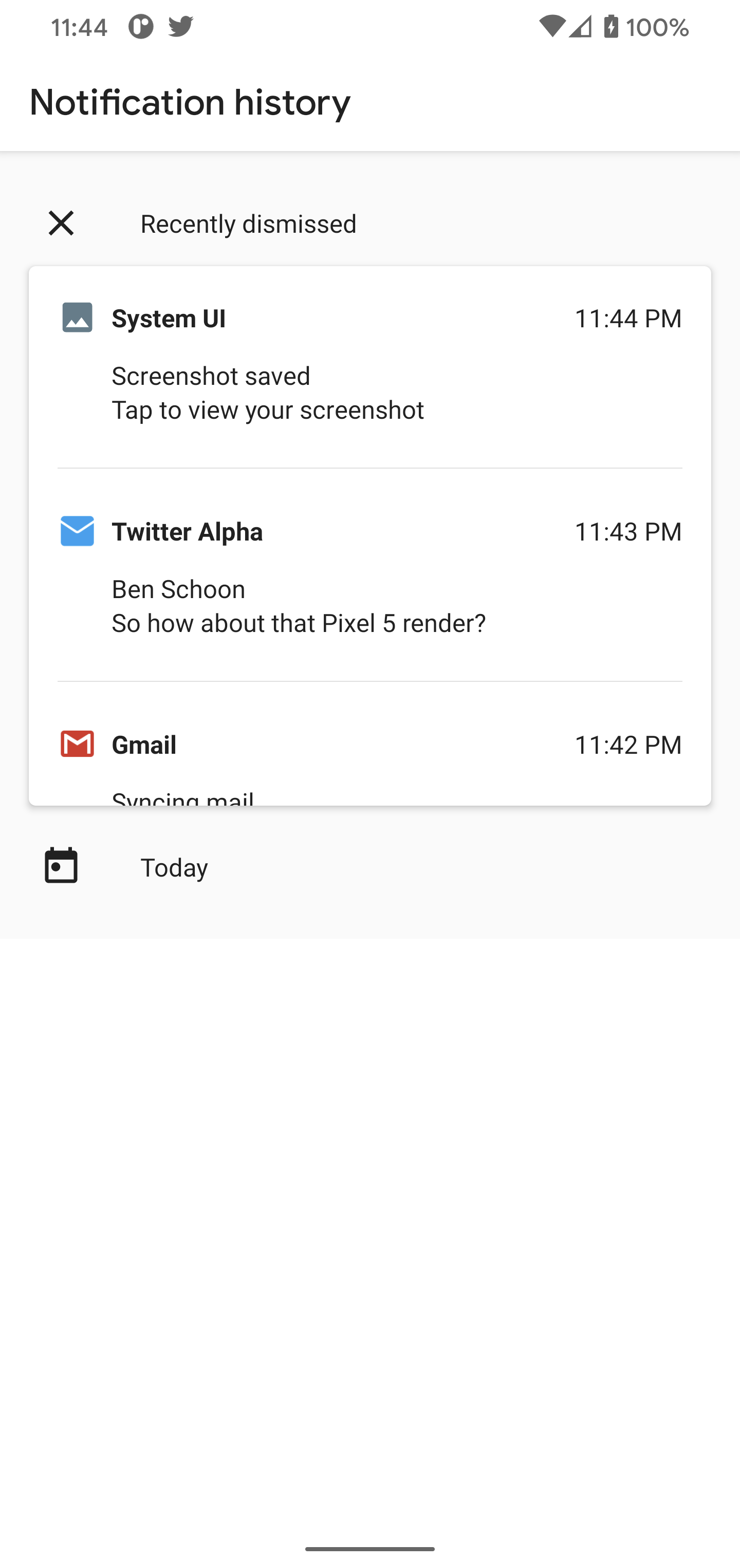android notification history page