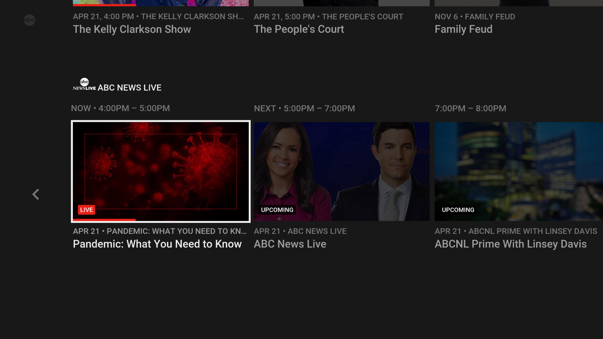 youtube tv abc news live channel