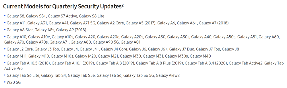 galaxy s8 quarterly updates