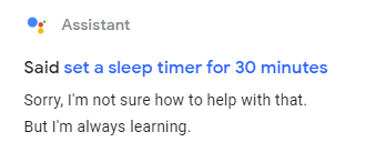 google assistant sleep timer not working