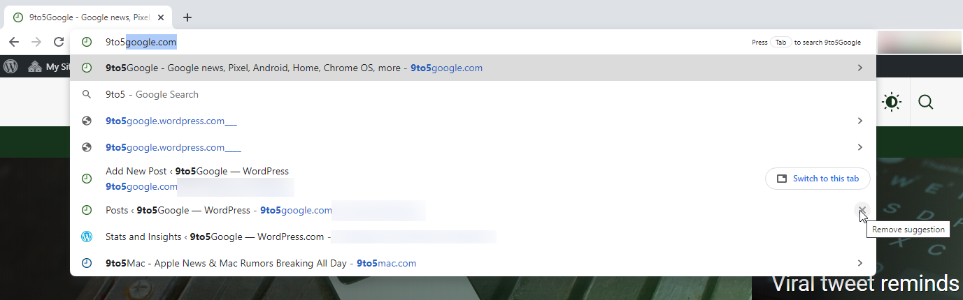 google chrome delete remove url suggestion