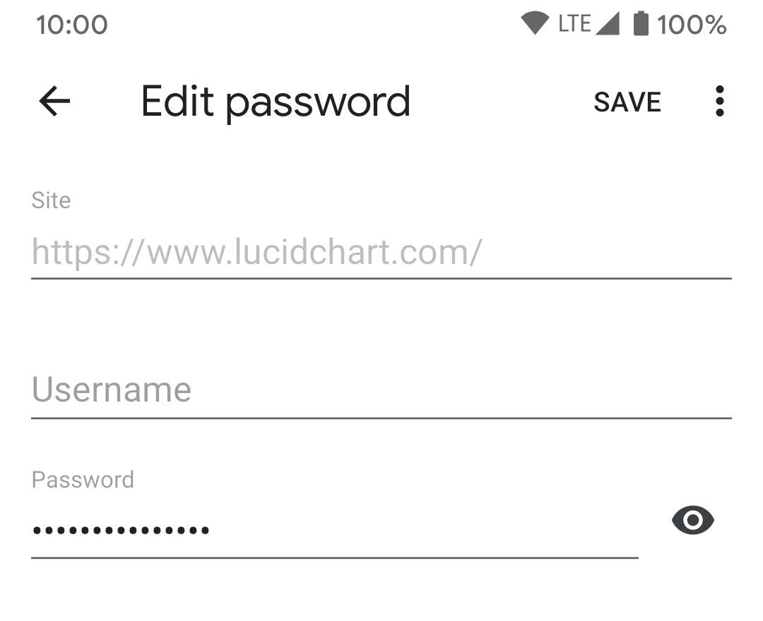 Chrome for Android edit saved password