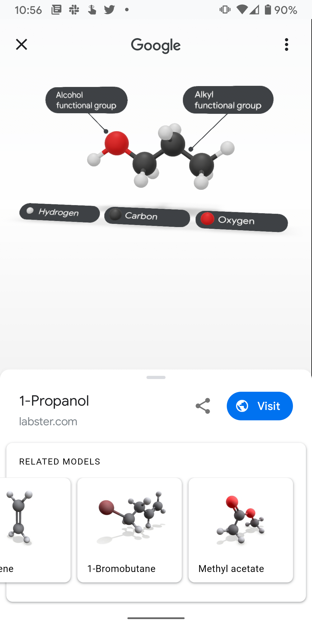 Google Search 3D 1-Propanol molecule