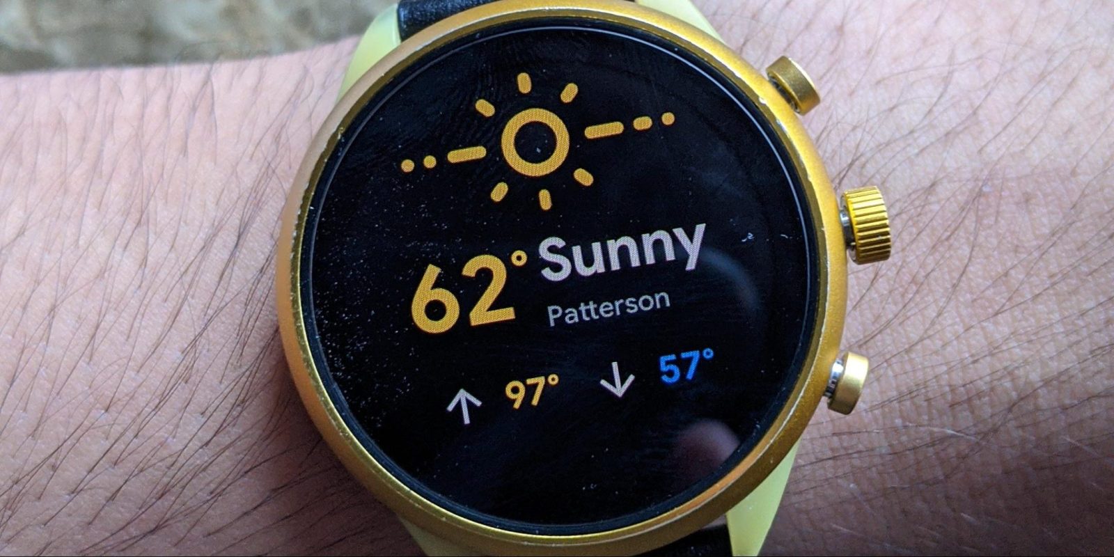 Wear OS Tile showing the weather