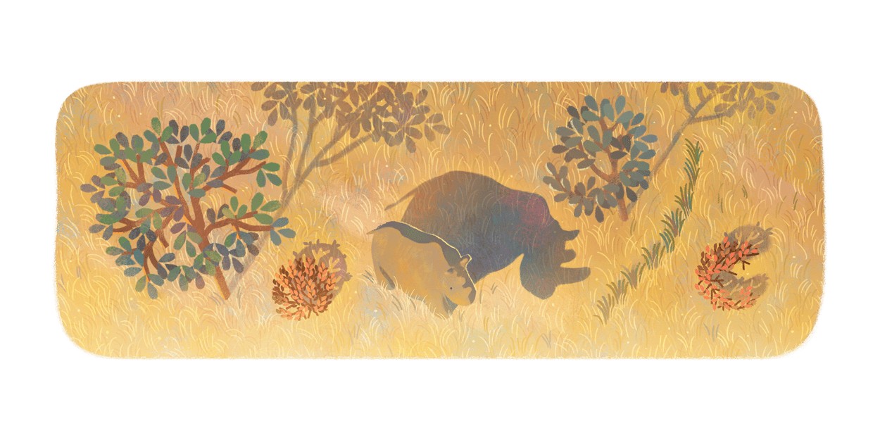 Sudan, the last male northern white rhino Google Doodle