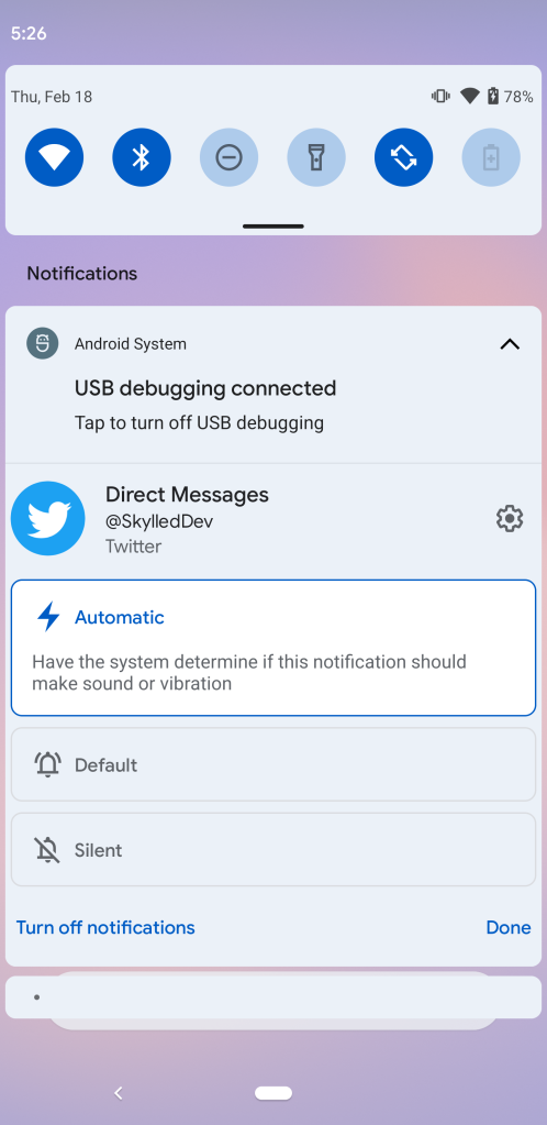 Android 12 Notification Automatic alert setting