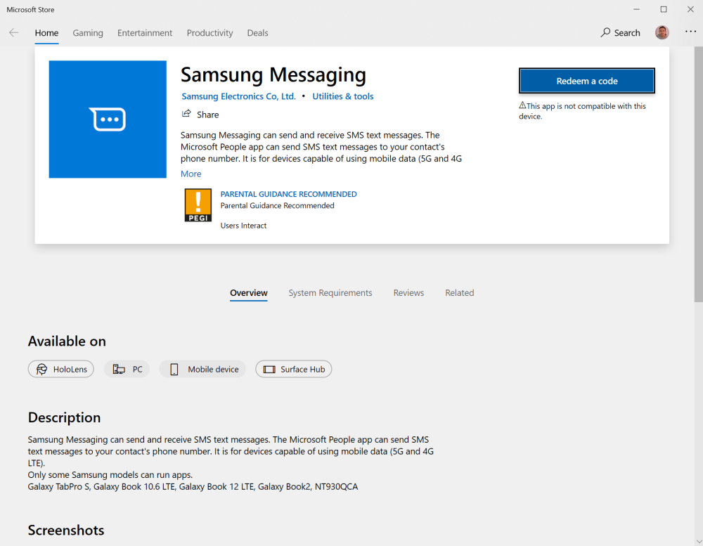 samsung messaging windows 10