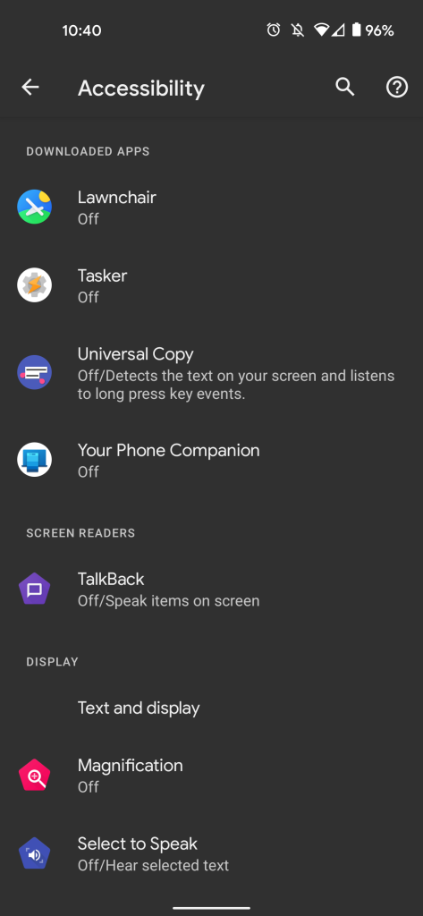Accessibility menu android 12