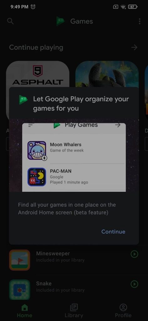 google play games folder