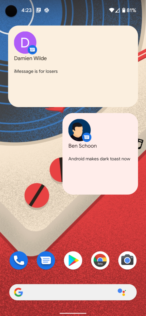 Android 12 Conversations widgets
