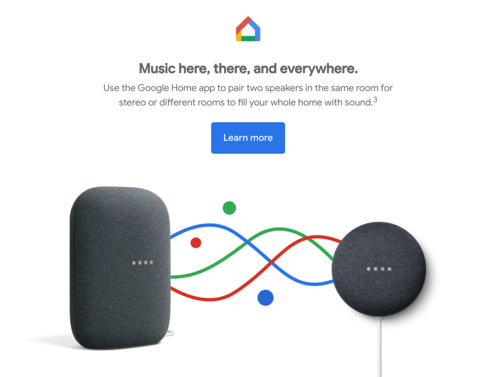 A screenshot of the promo email showing a Nest Audio paired with a Nest Mini.