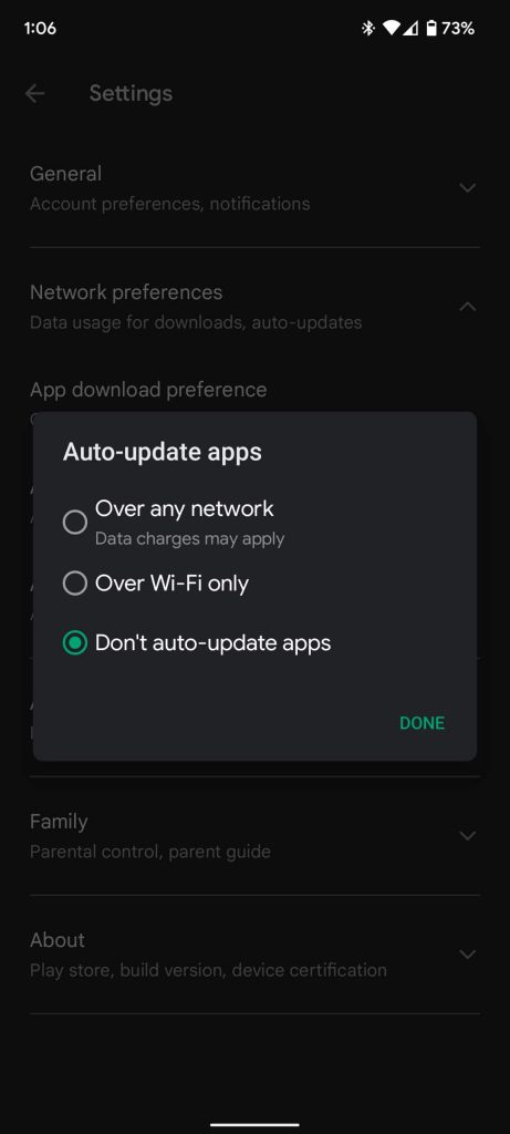 turn off automatic app updates