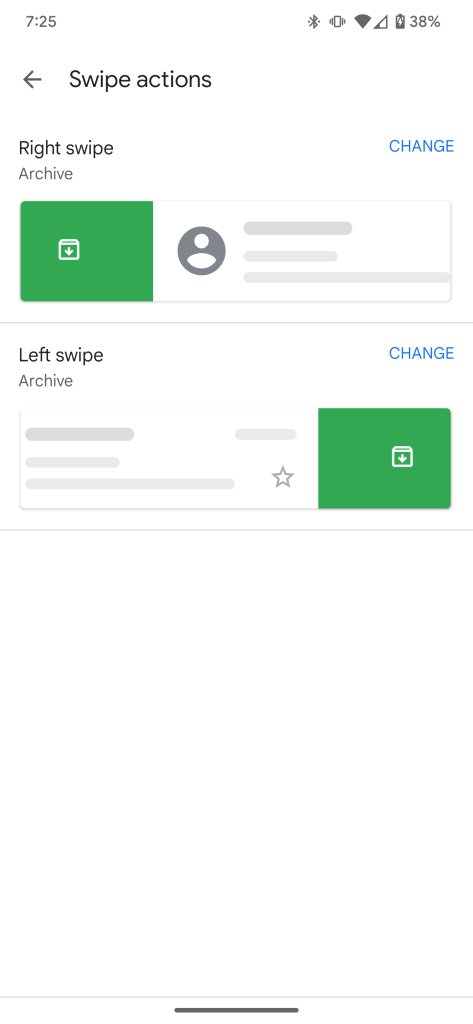 Swipe actions in Gmail