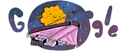 Animated Google Doodle of the James Webb Space Telescope