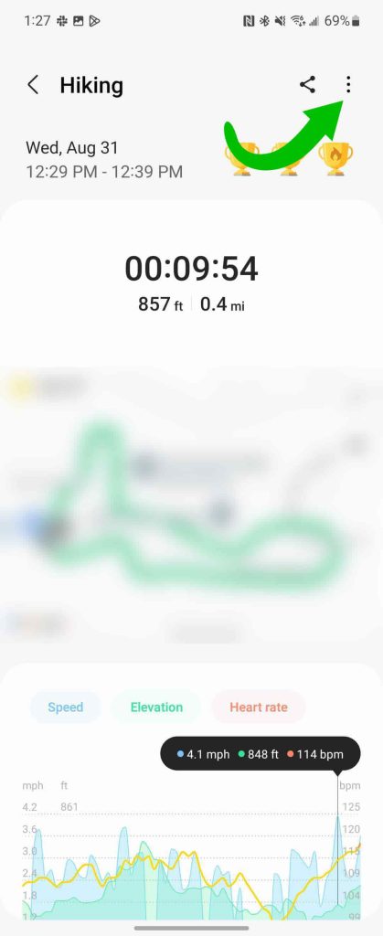 Route tracking Samsung Health