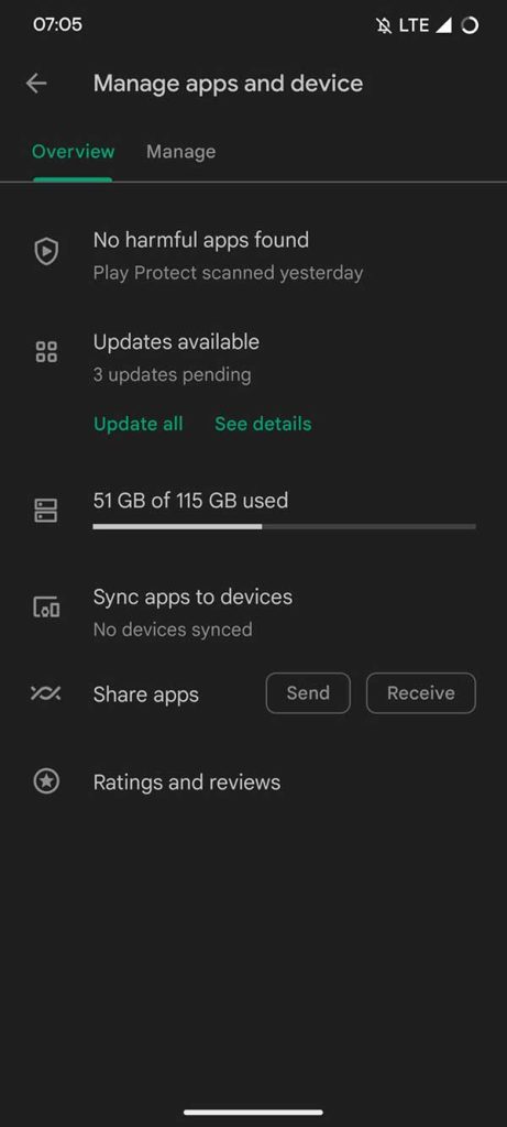 Play Store sync apps to devices