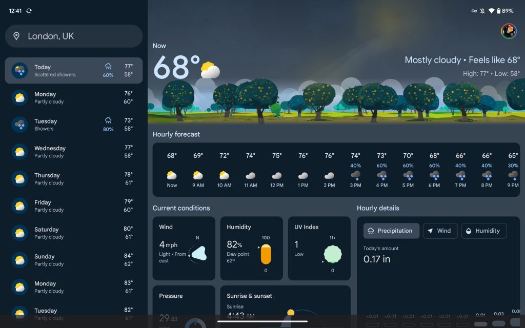 Google Weather Pixel Tablet