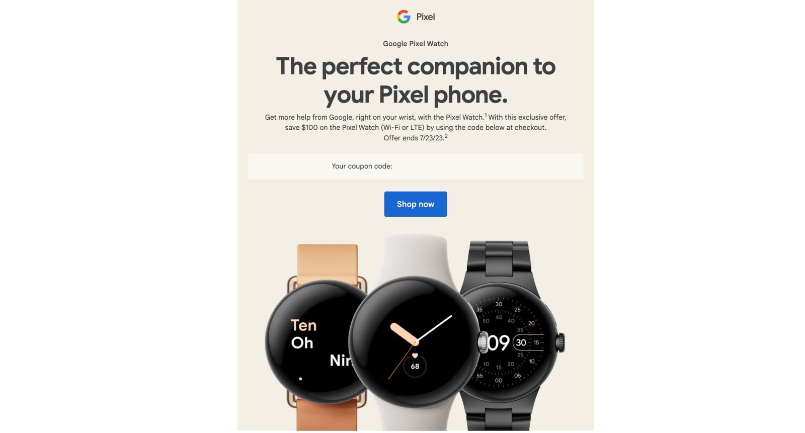 Pixel Watch discount code